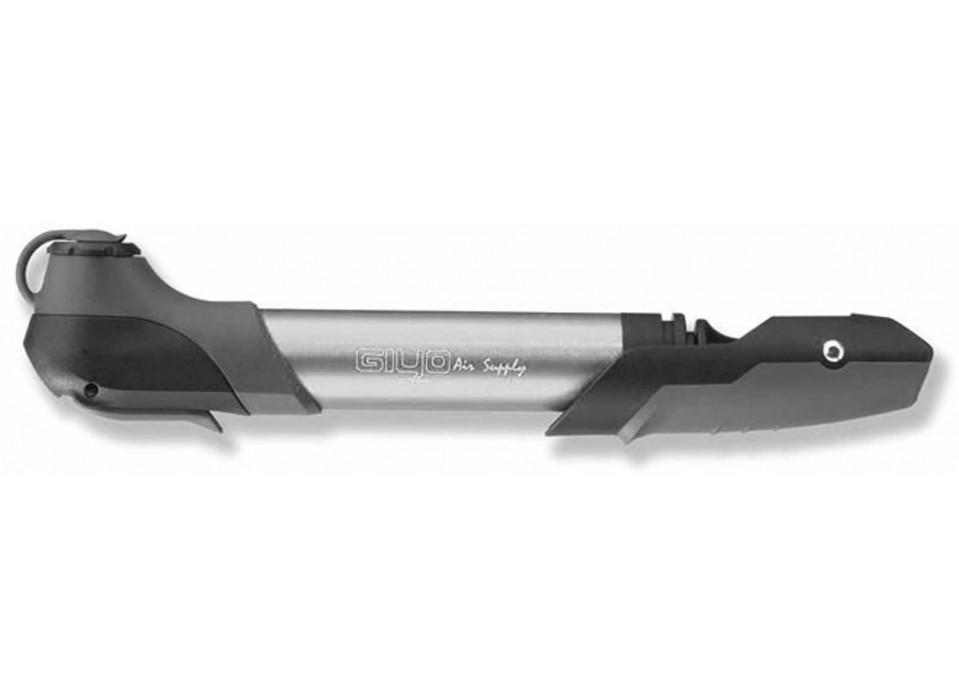 Мининасос GIYO GP-97A со складной Т-ручкой, под два типа клапана AV+FV, алюминиевый, серебристый