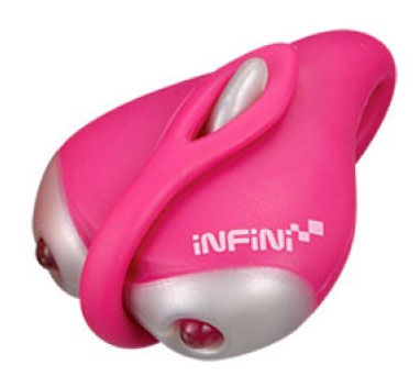 Фара передня INFINI I-201W рожевий "Amuse" 2 бел світлодіода, 2 режими, в компл. батарейка фото 