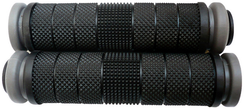 Грипсы TW CSG-663L 125мм резиновые черные с серыми барендами