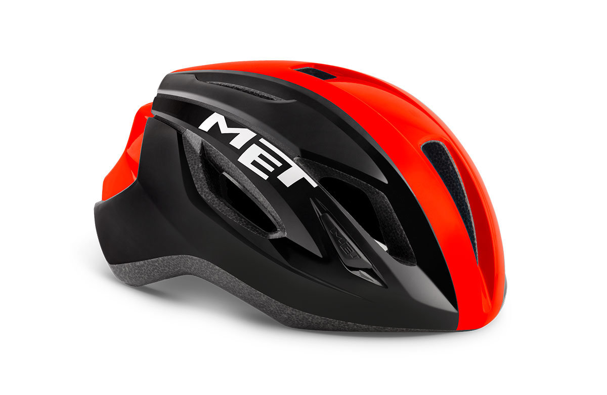 Шлем Met STRALE размер (56-58), black red panel glossy, черно-красный глянцевый фото 