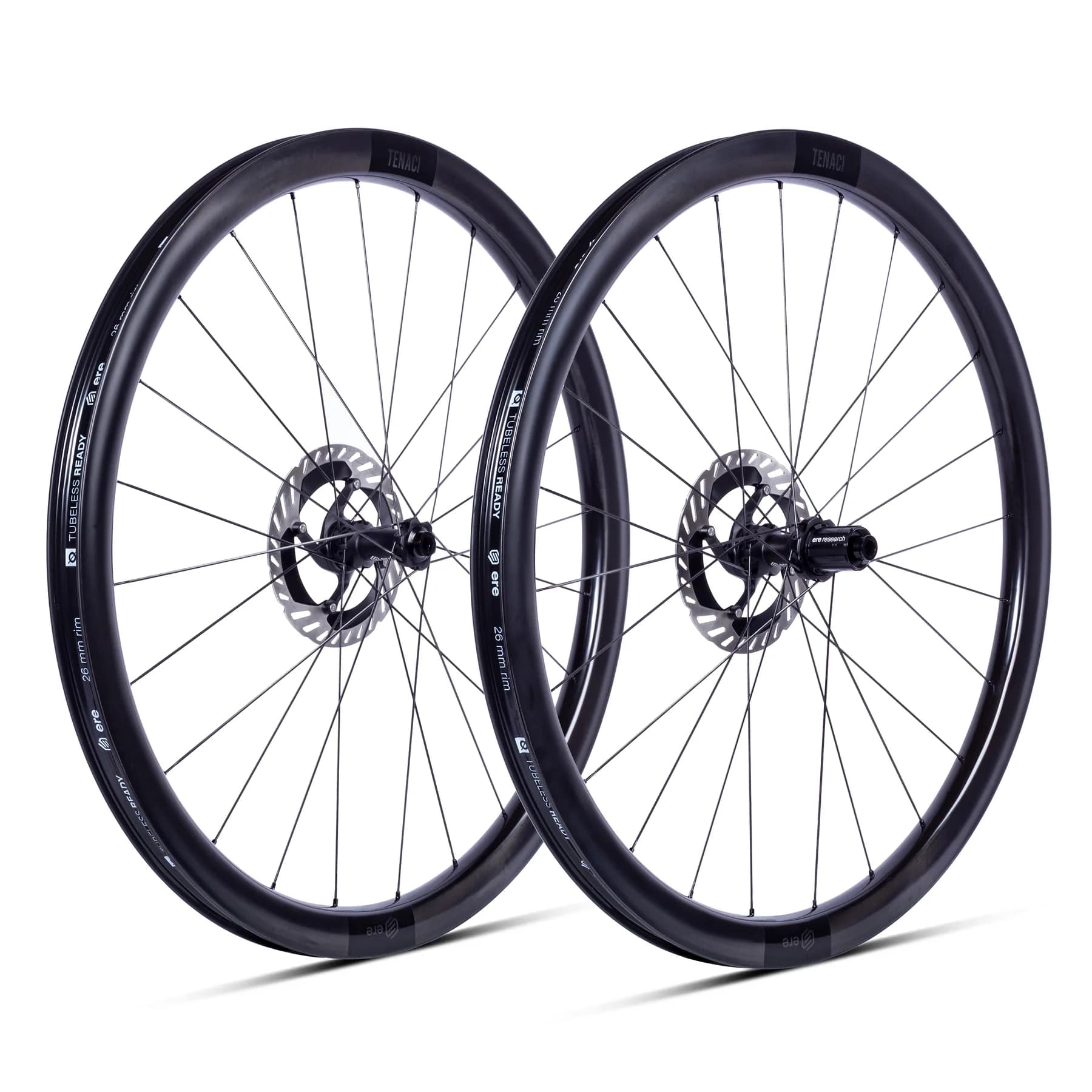 Колесо пер. + задн. 28" ERE TENACI GA40 CARBON, Gravel, 100x12/142x12, CL, HG11, tubeless, черный сатин фото 