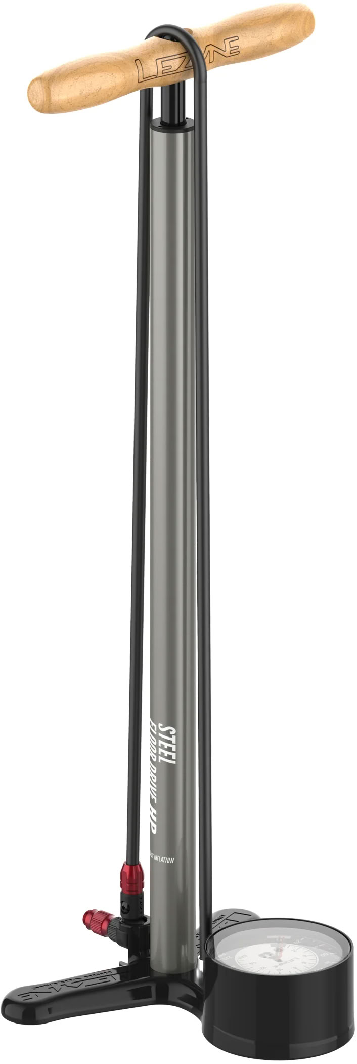Насос напольный Lezyne STEEL FLOOR DRIVE, манометр 3,5", 220psi, серый матовый фото 