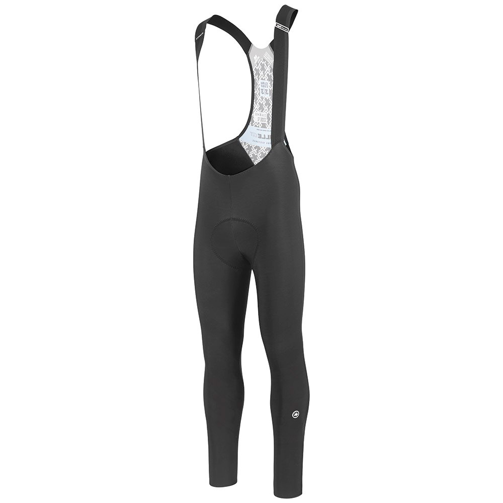 Рейтузы ASSOS Mille GT Winter Bib Tights Black Series, на лямках, мужские, черные с белым логотипом, 3XL фото 2