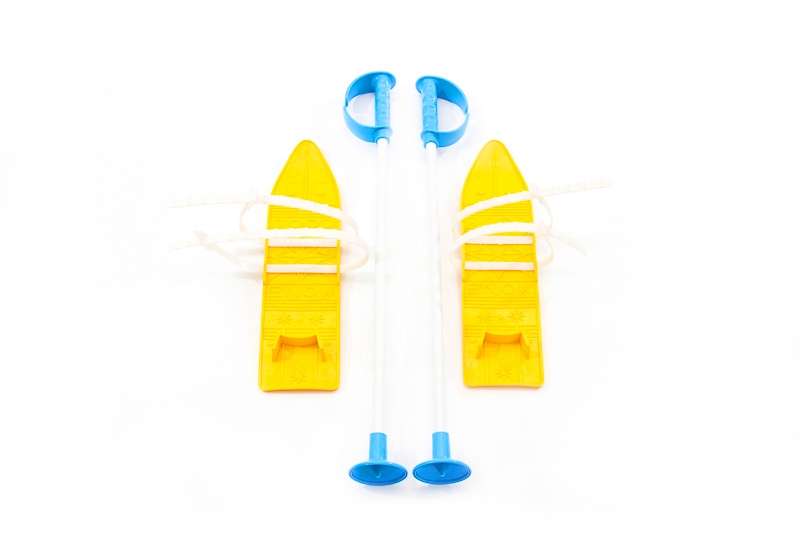 Лыжи с палками Marmat детские пласт., длина-40см желтый фото 