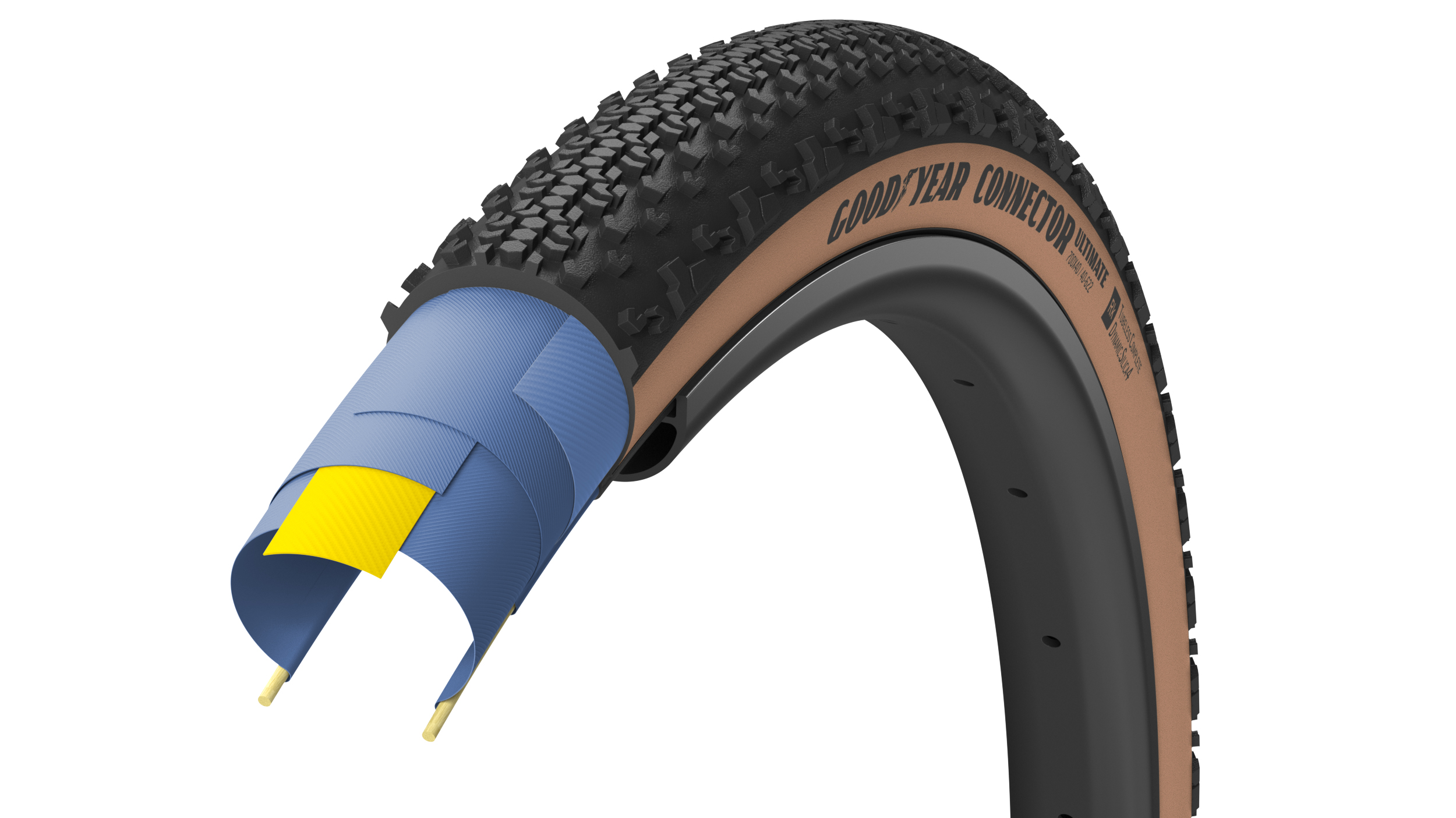 Покришка 700x45 (45-622) GoodYear Connector Ultimate Tubeless Complete Folding Blk/Tan, 120tpi фото 