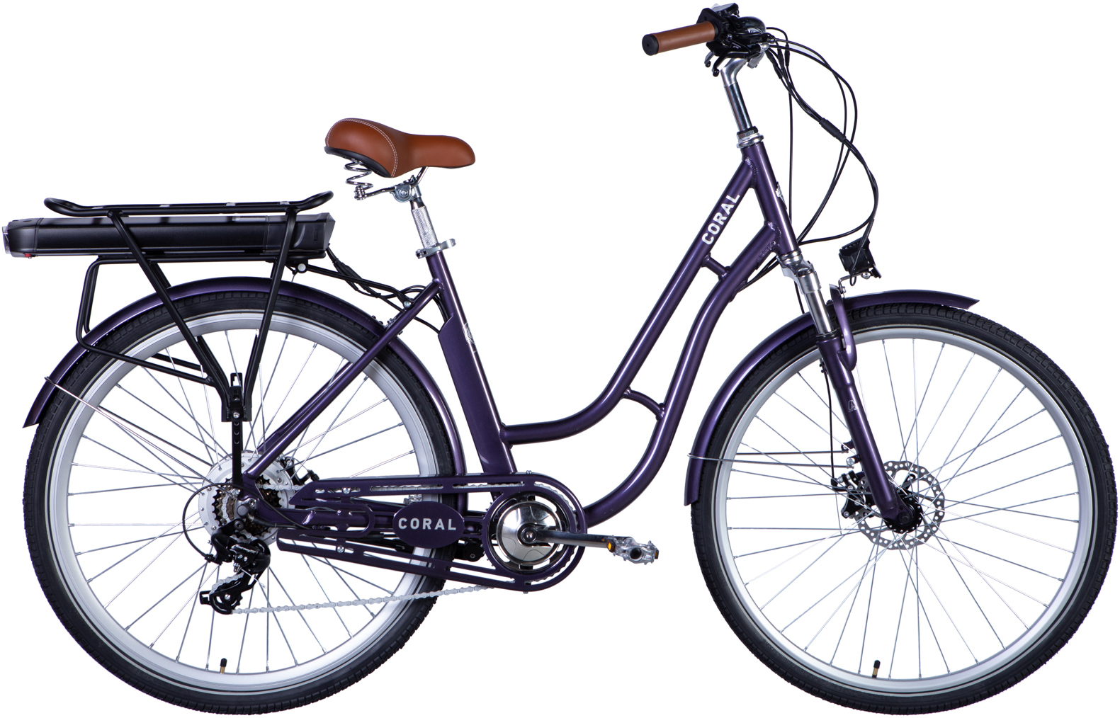 Электровелосипед 28" Dorozhnik eCORAL 500 Вт рама - 19" сливовый A4 фото 