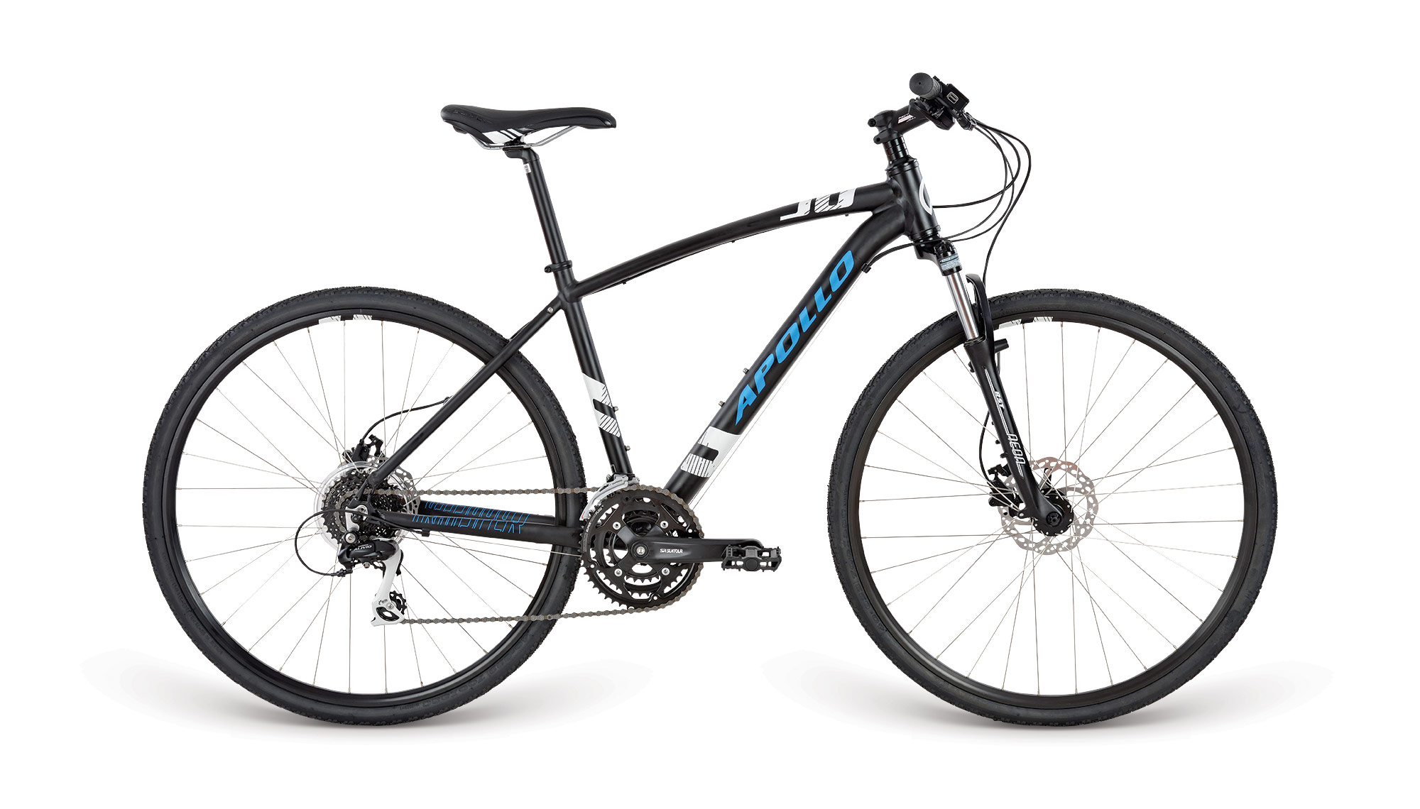 Велосипед 28" Apollo TRANSFER 30 рама - M matte Black / matte White / matte Blue фото 
