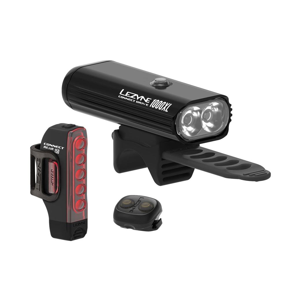 Комплект фара + мигалка Lezyne CONNECT DRIVE PRO 1000XL / STRIP CONNECT PAIR, 1000/150 Лм, черный фото 