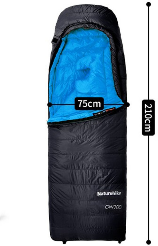 Спальний мішок Naturehike CW700 CNK2450WS048, пух, розмір M, чорно-блакитний фото 3