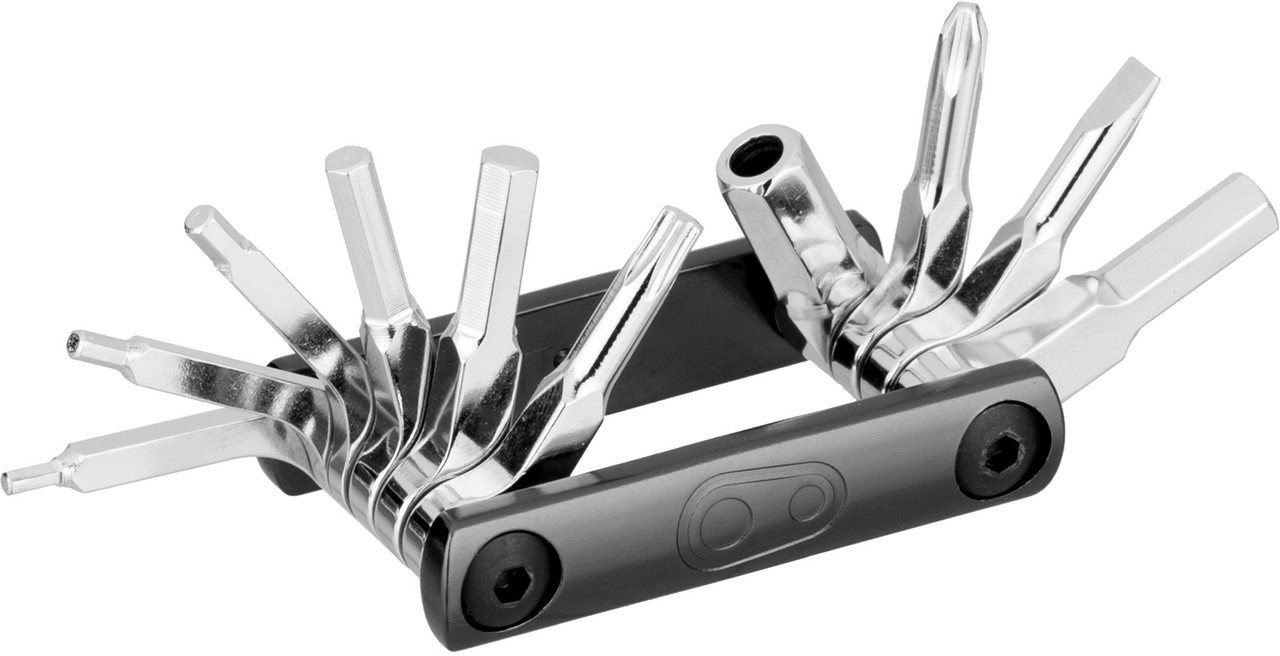 Мультитул Crankbrothers F10+,  2/2.5/3/4/5/6/8мм, T25, Phillips #2, flat #1, металлический кейс с открывалкой, черный фото 