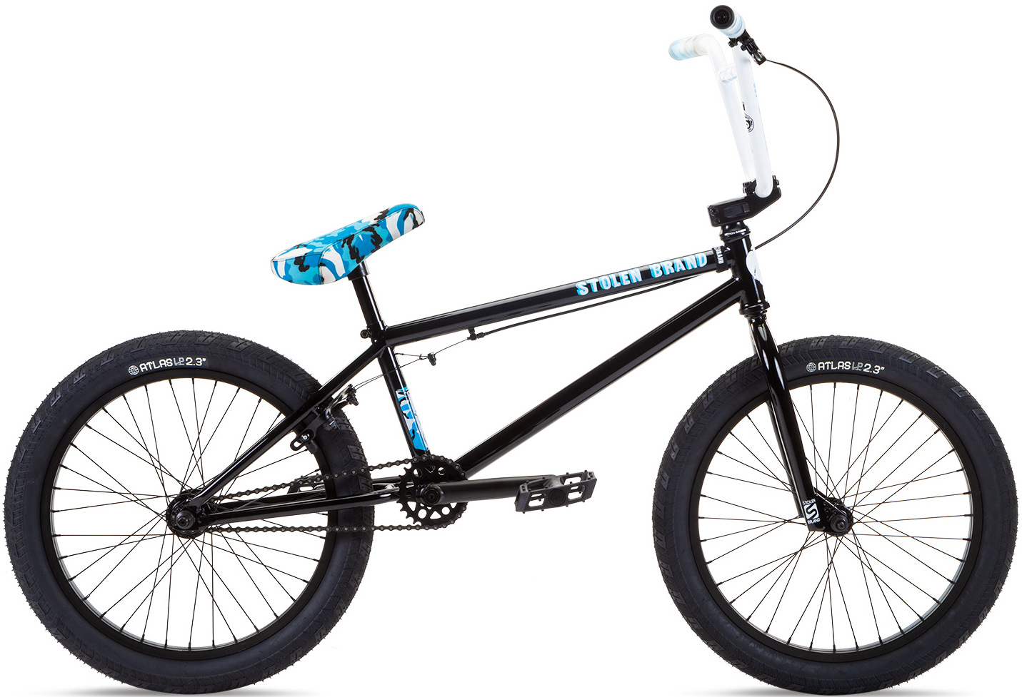 Велосипед 20" Stolen STEREO 20.75" BLACK W/ SWAT BLUE CAMO (FM seat) A2 фото 