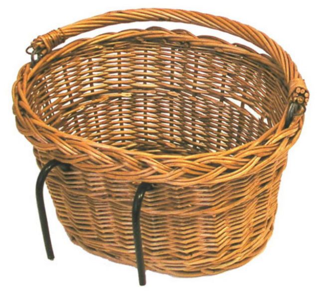 Корзина Basil NINA на руль с крючками, плетеная, с ручкой,  для подрост. велосипедов фото 