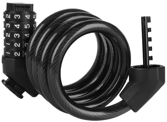 Кодовый замок Green Cycle GLK-130 в силиконовой обойме с тросом 12ммх120см+крепление, черный фото 