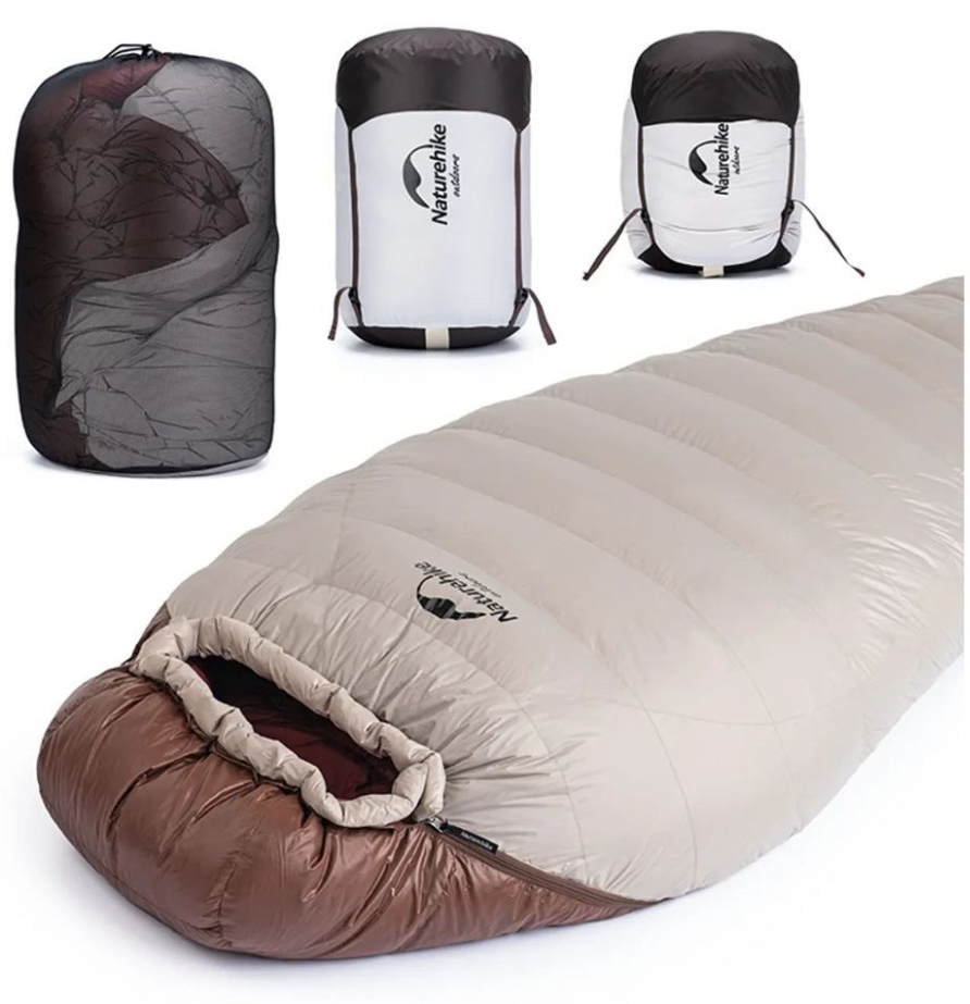 Спальний мішок Naturehike Snowbird NH20YD001, пух, розмір L, коричневий 380 г фото 6