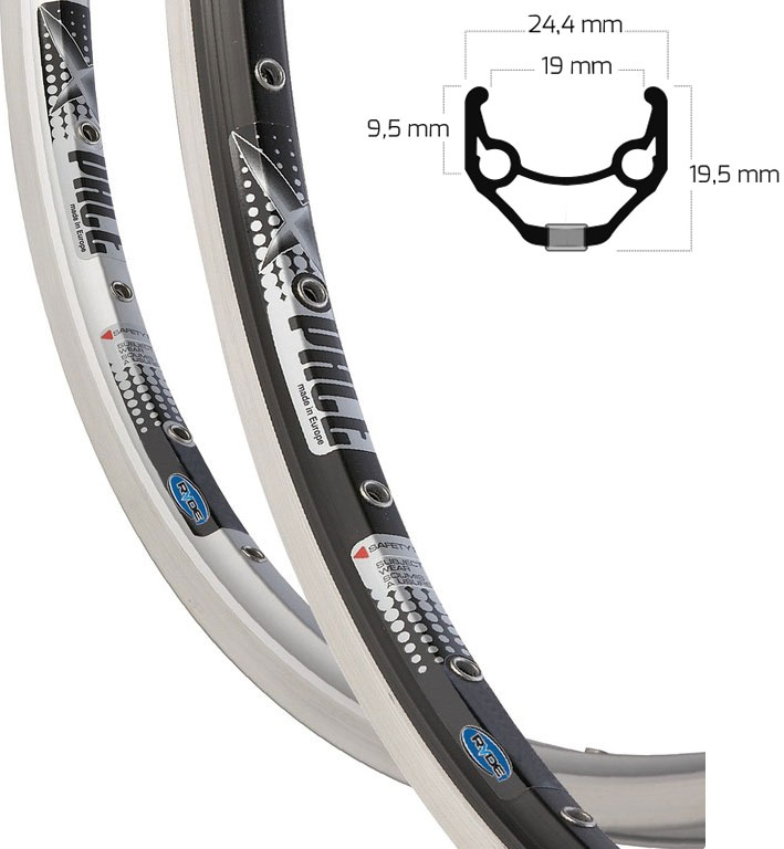 Обод 28" Ryde X-PACE под V-brake (622x19)/36H Al пист. одинар., UP, AV, серебро фото 
