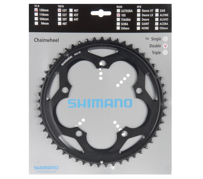 Звезда к шатуну Shimano FC-5700 105, 53T, 5-лапка, В, черн. фото 