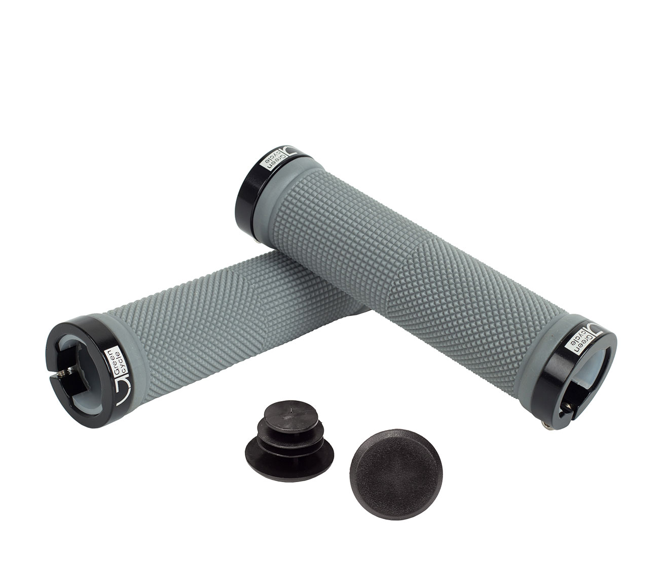 Грипсы Green Cycle GGR-424 130mm серый с двумя черными замками фото 