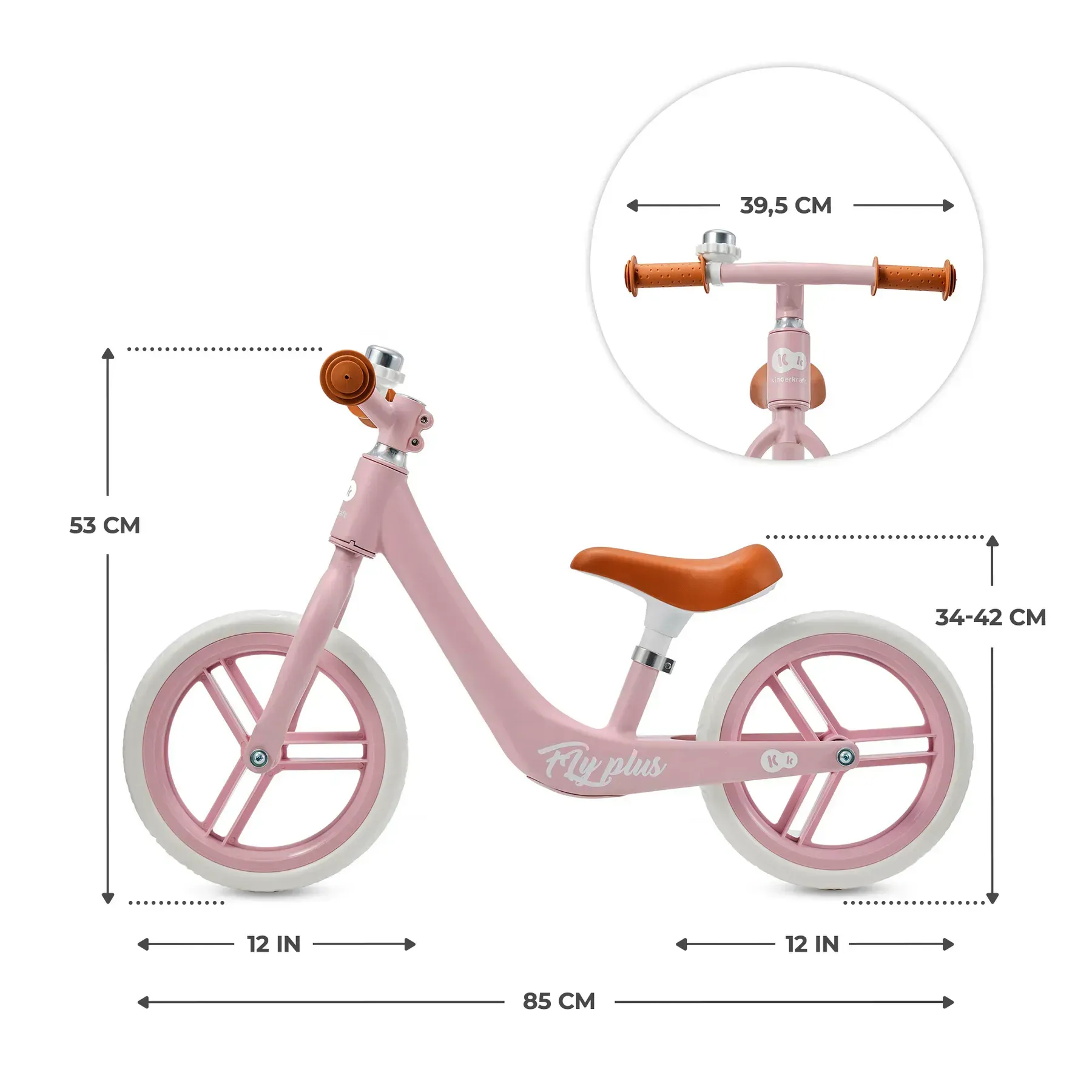 Беговел 12" Kinderkraft Fly Plus Pink фото 7