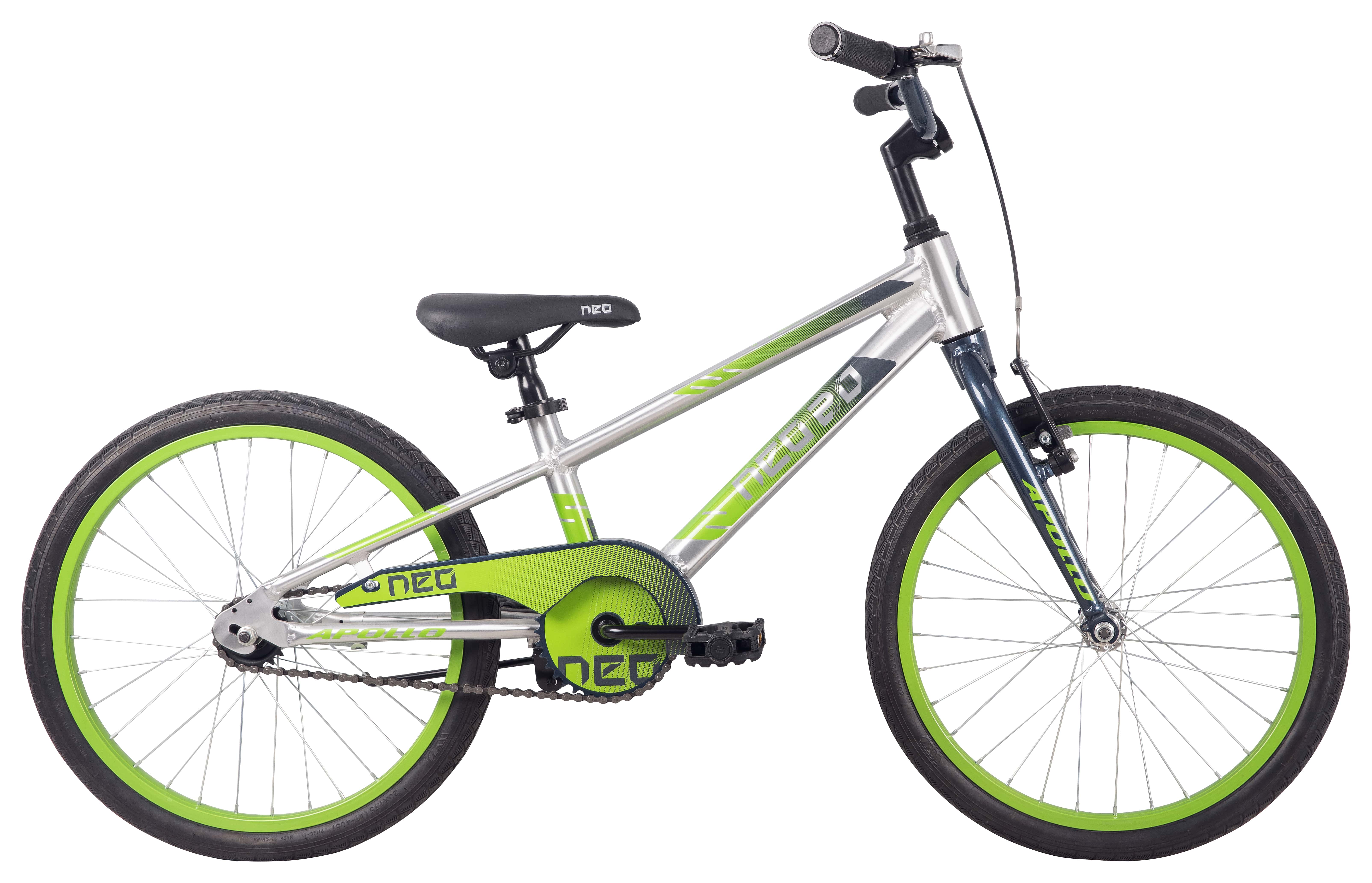 Велосипед 20" Apollo NEO boys Brushed Alloy / Slate / Lime Green Fade фото 