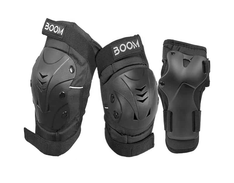 Комплект захисту Boom Classic+ Tripple Black XS (наколінники, налокітники, захист долонь) фото 