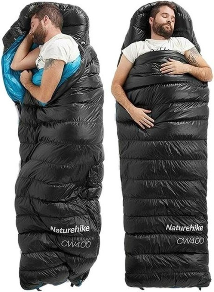 Спальный мешок Naturehike CW400 NH18C400-D, пух, размер M, черно-голубой фото 2
