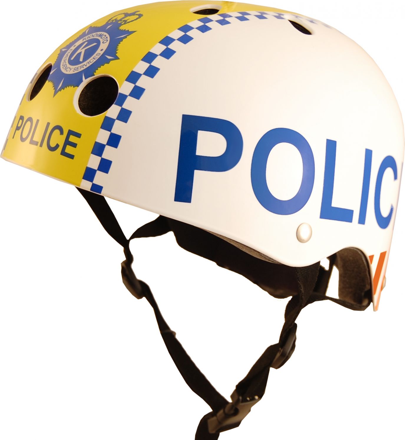 Шлем детский Kiddimoto полиция, белый, размер M 53-58см фото 1