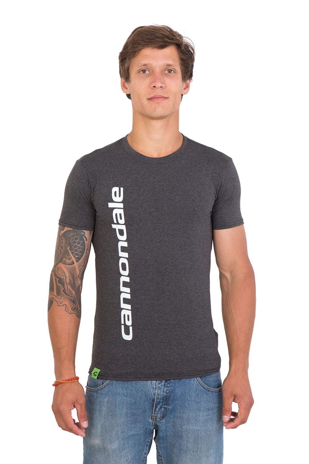Футболка чоловіча Cannondale сіра з білим логотипом  фото 