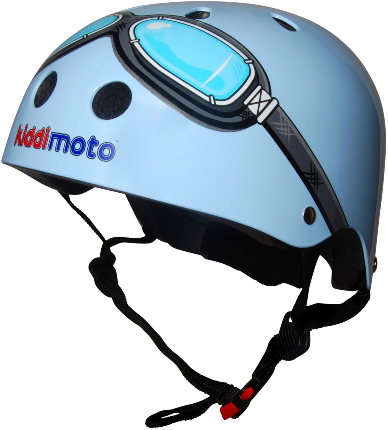 Шлем детский Kiddimoto очки пилота, голубой, размер S 48-53см фото 