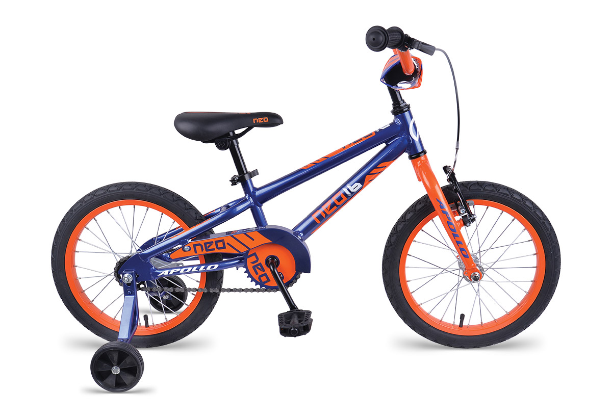 Велосипед 16 "Apollo NEO boys gloss Navy Blue/gloss Orange/gloss White фото 