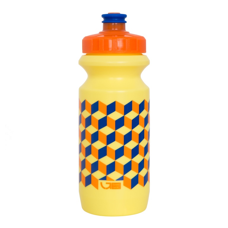 Фляга 0,6 Green Cycle CUBES с большим соском, blue nipple/ orange cap/ yellow bottle фото 