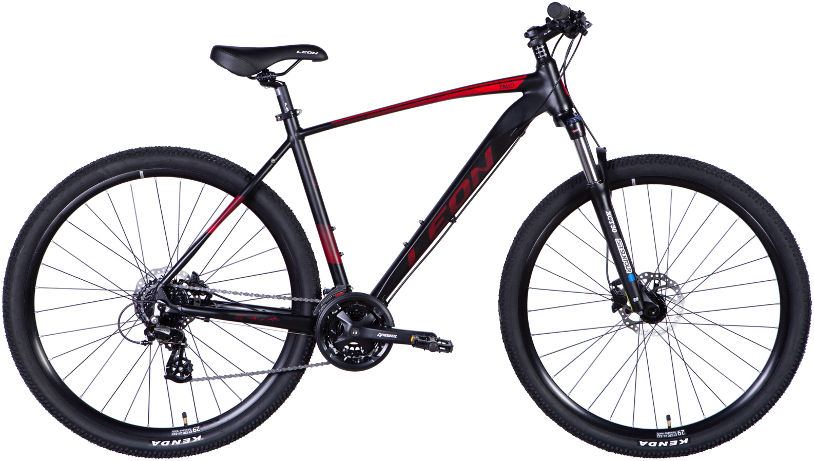 Велосипед 29" Leon TN-80 AM HDD рама - 21" черный с красным (матовый) A4 фото 