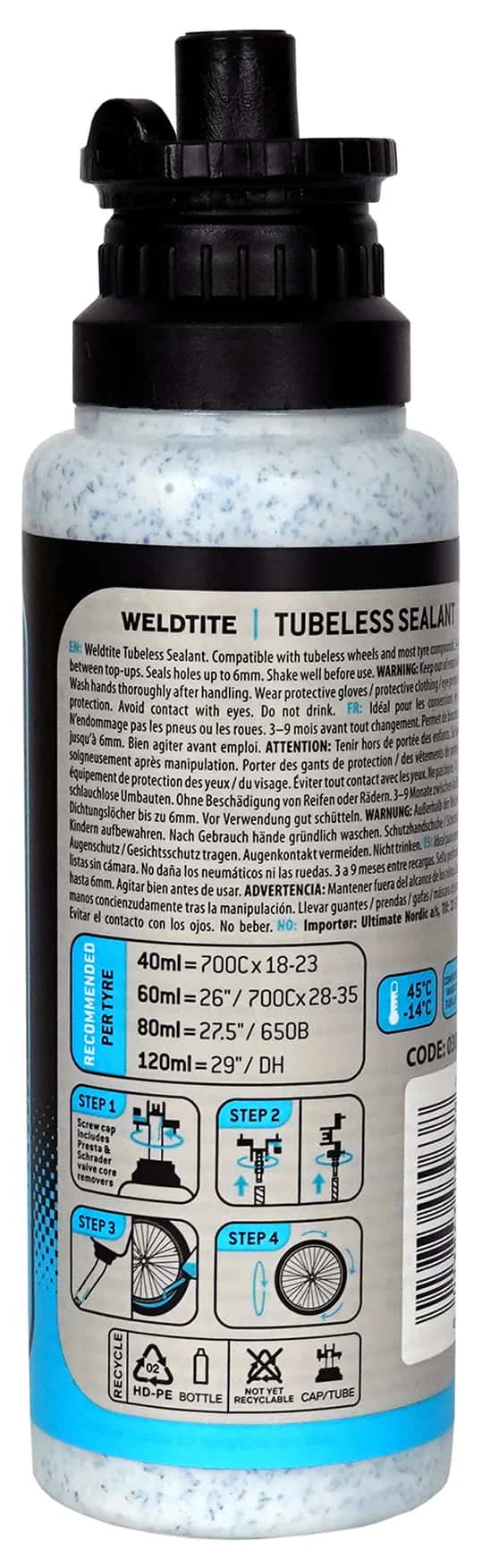 Герметик Weldtite 03063 TUBELESS SEALANT with Rubber Shred, для бескамерных шин, 240мл фото 2
