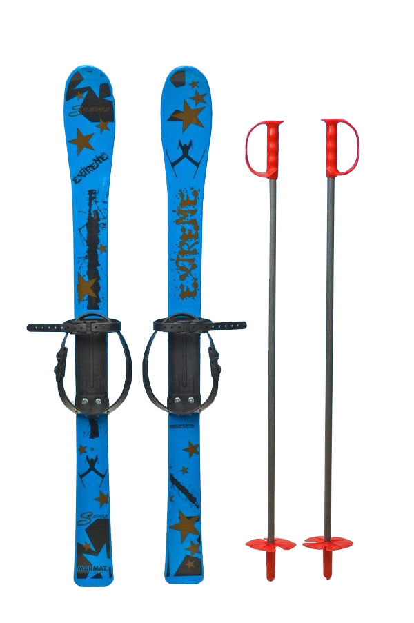 Лыжи с палками Marmat детские пласт., длина-90см синий фото 
